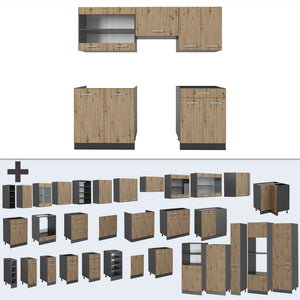 Vicco Cucina componibile Rovere artigianale/antracite 200 cm , PL Rovere