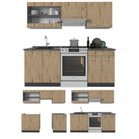 Vicco Cucina componibile Rovere artigianale/antracite 200 cm , PL Rovere