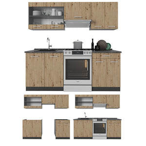 Vicco Cucina componibile Rovere artigianale/antracite 200 cm , PL Rovere