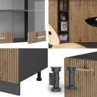 Vicco Cucina completa Rovere artigianale/antracite 160 cm , PL Rovere