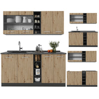 Vicco Cucina completa Rovere artigianale/antracite 160 cm , PL Rovere