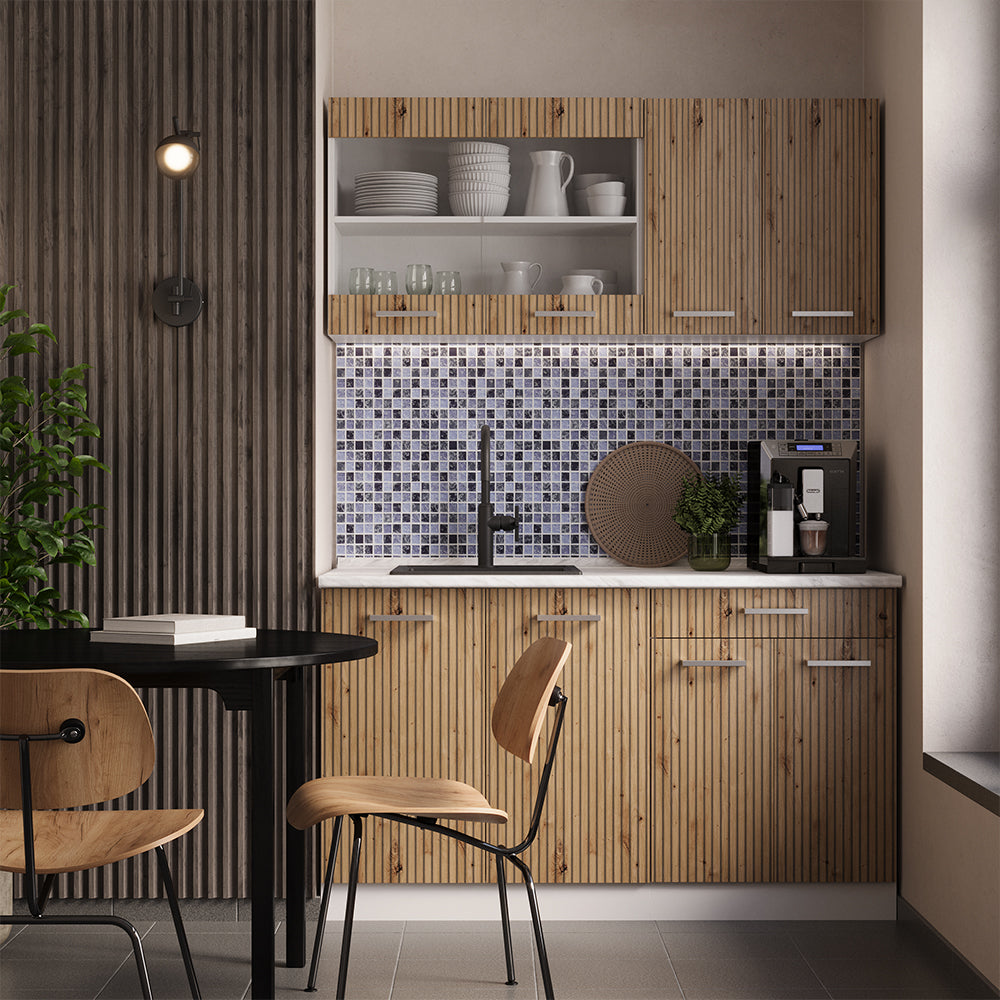 Vicco Cucina monoblocco Rovere artigianale/bianco 140 cm , PL Rovere