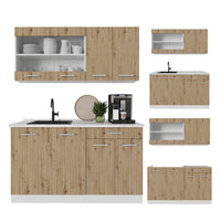 Vicco Cucina monoblocco Rovere artigianale/bianco 140 cm senza piano di lavoro