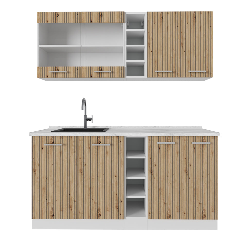 Vicco Cucina singola Rovere artigianale/bianco 160 cm Senza piano di lavoro