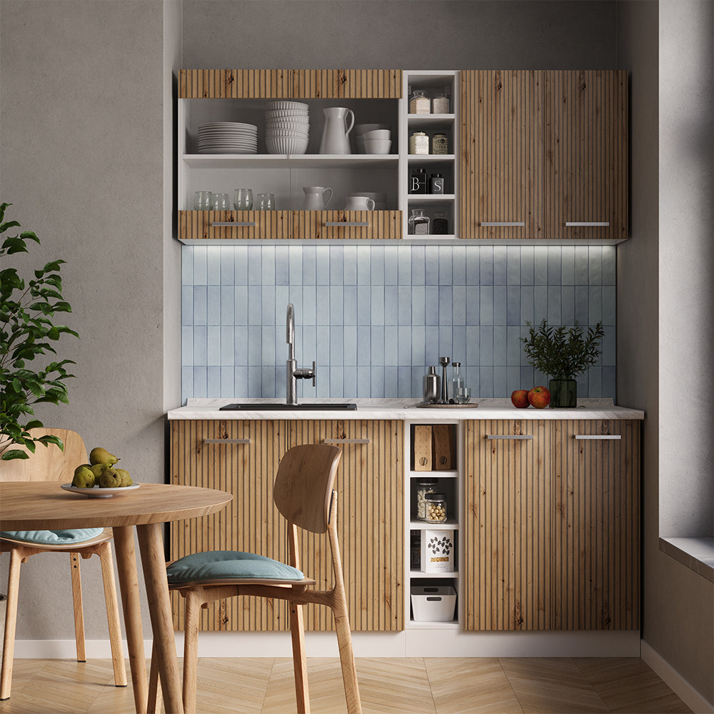 Vicco Cucina completa Rovere artigianale/bianco 160 cm , PL Marmo