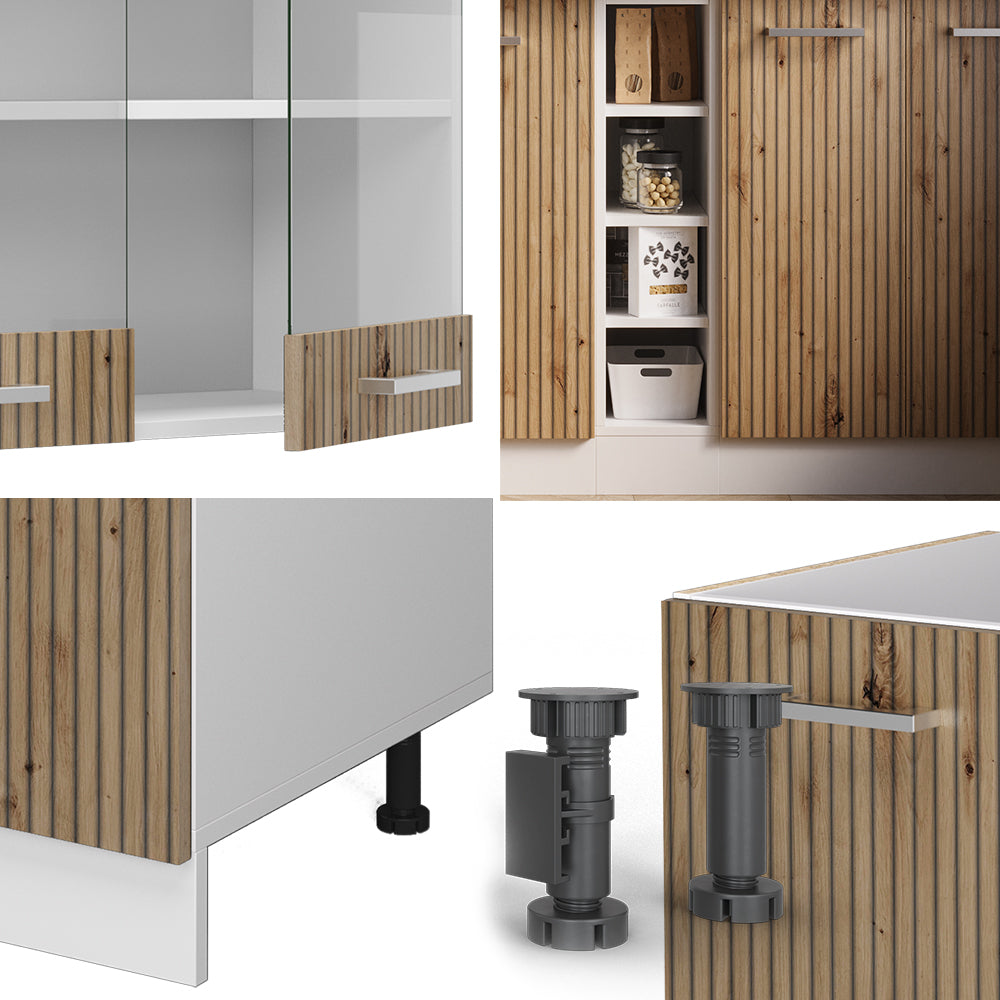 Vicco Cucina completa Rovere artigianale/bianco 160 cm , PL Marmo