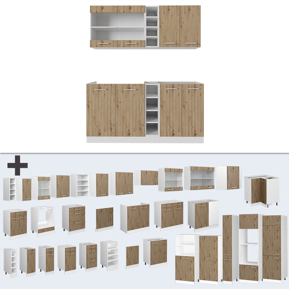 Vicco Cucina completa Rovere artigianale/bianco 160 cm , PL Marmo