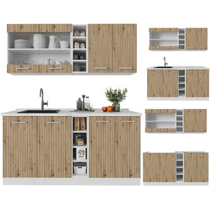 Vicco Cucina completa Rovere artigianale/bianco 160 cm , PL Marmo