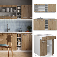 Vicco Cucina singola Rovere artigianale/bianco 160 cm Senza piano di lavoro