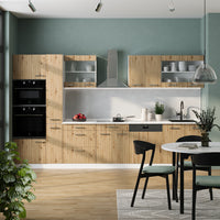 Vicco Mobile da cucina Rovere artigianale/bianco 350 cm con armadio alto, PL Antracite