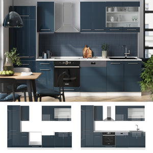 Vicco Cucina componibile Blu scuro lucido/bianco 300 cm , PL Antracite