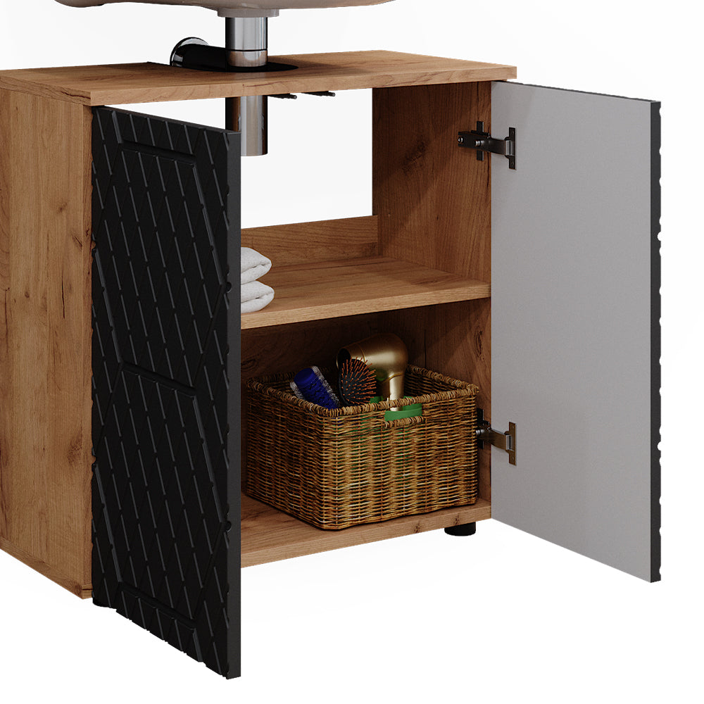 Vicco Set mobili bagno Antracite a righe 3 parti