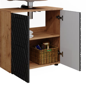 Vicco Set mobili bagno Antracite a righe 3 parti