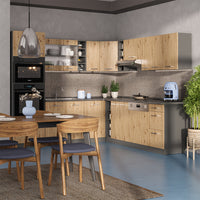 Vicco Cucina angolare completa Rovere artigianale/antracite 237 x 247 cm senza piano di lavoro