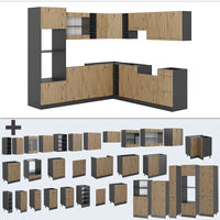 Vicco Cucina angolare completa Rovere artigianale/antracite 237 x 247 cm , PL Antracite