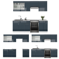 Vicco Cucina componibile Blu scuro lucido/bianco 240 cm , PL Antracite
