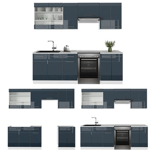 Vicco Cucina componibile Blu scuro lucido/bianco 240 cm , PL Antracite