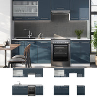 Vicco Cucina componibile Blu scuro lucido/bianco 240 cm , PL Antracite