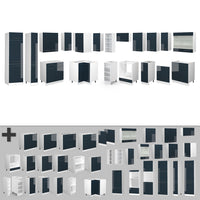 Vicco Cucina angolare completa Blu scuro lucido/bianco 257 x 60 cm , PL Marmo