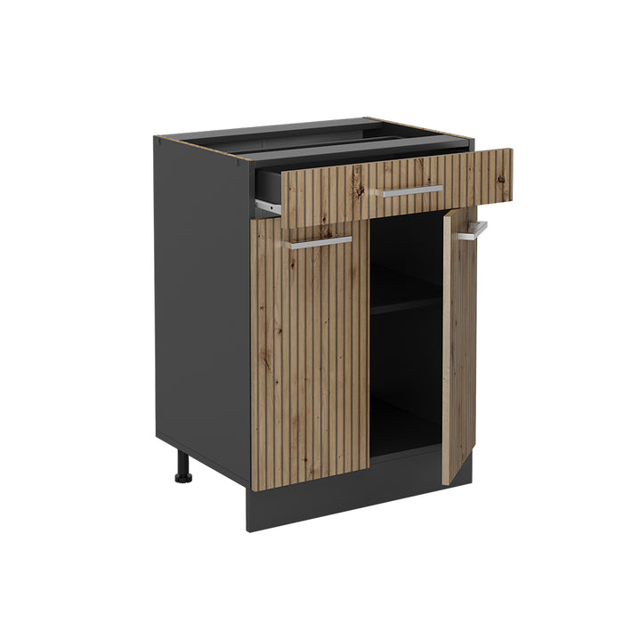 Vicco Mobiletto base per cucina Rovere artigianale 80 cm , PL Antracite