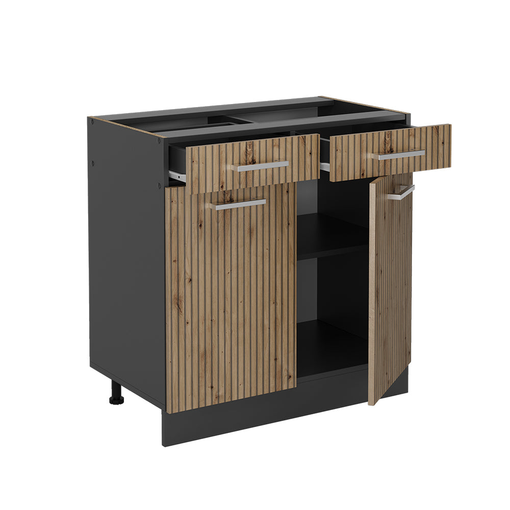 Vicco Mobiletto base per cucina Rovere artigianale 80 cm , PL Marmo