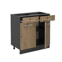 Vicco Mobiletto base per cucina Rovere artigianale 80 cm , PL Antracite