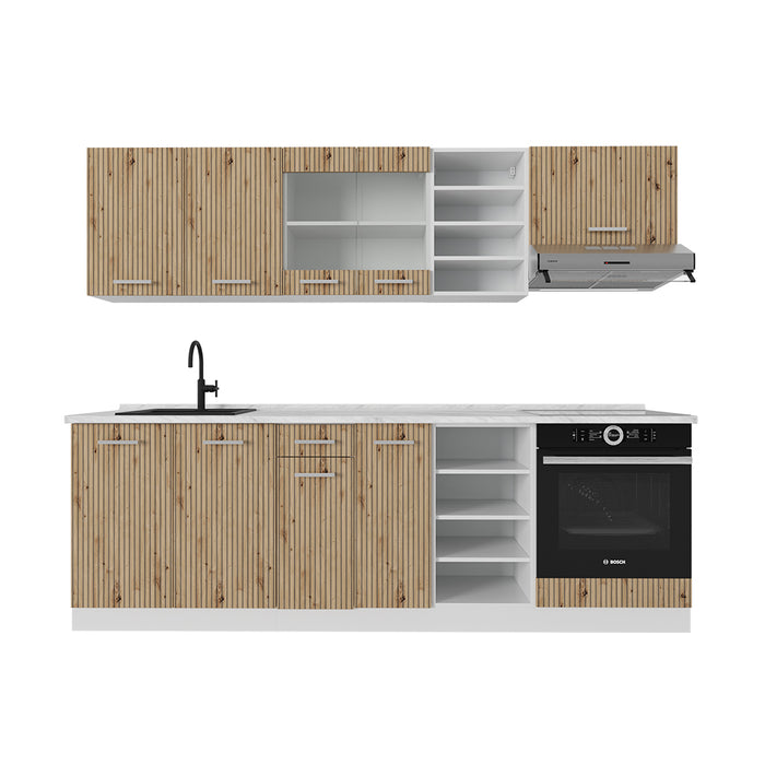 Vicco Cucina componibile Rovere artigianale/bianco 240 cm , PL Marmo