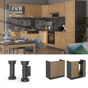 Vicco Mobile lavello cucina Rovere artigianale 80 cm , PL Antracite