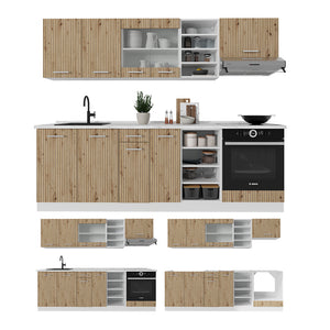 Vicco Cucina componibile Rovere artigianale/bianco 240 cm , PL Marmo