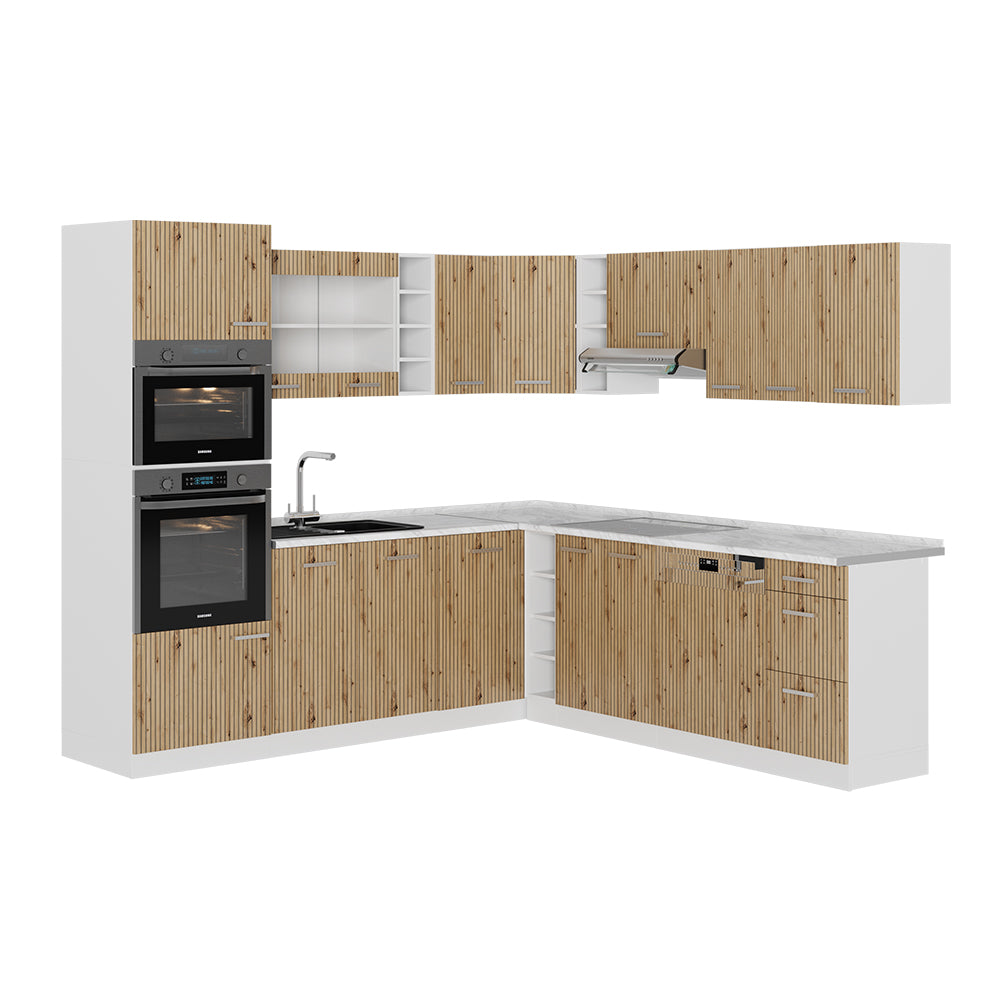 Vicco Cucina angolare completa Rovere artigianale/bianco 237 x 247 cm , PL Marmo