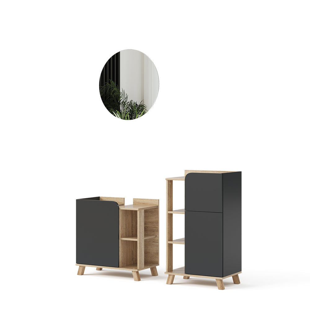 Vicco Set di mobili da bagno Antracite 3 pezzi, con cabinet midi
