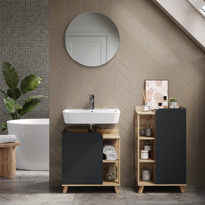 Vicco Set di mobili da bagno Antracite 3 pezzi, con cabinet midi