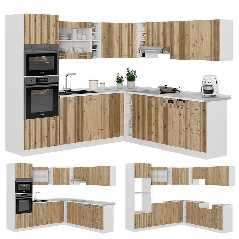 Vicco Cucina angolare completa Rovere artigianale/bianco 237 x 247 cm , PL Rovere