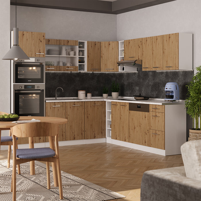 Vicco Cucina angolare completa Rovere artigianale/bianco 237 x 247 cm , PL Rovere