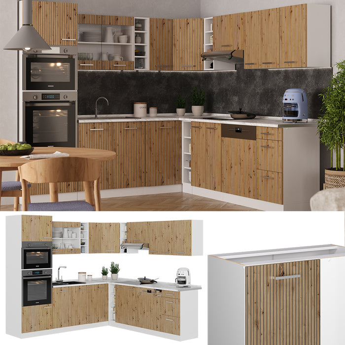 Vicco Cucina angolare completa Rovere artigianale/bianco 237 x 247 cm , PL Rovere
