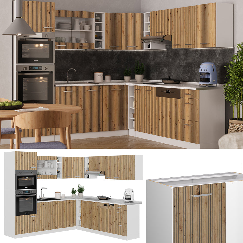 Vicco Cucina angolare completa Rovere artigianale/bianco 237 x 247 cm , PL Marmo