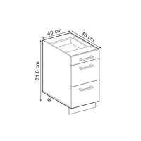 Vicco Mobiletto base per cucina Rovere artigianale 40 cm PL Marmo
