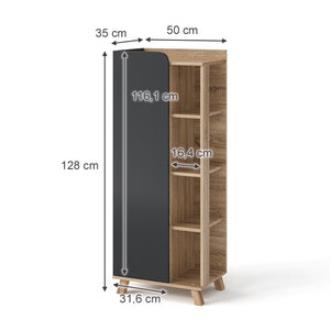 Vicco Mobiletto midi Antracite 50 x 128 cm con porta e vani aperti