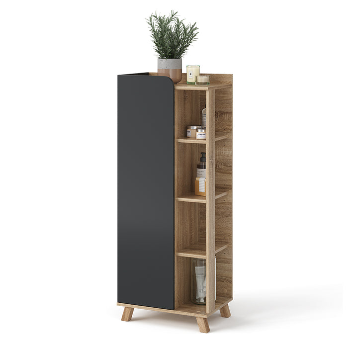 Vicco Mobiletto midi Antracite 50 x 128 cm con porta e vani aperti