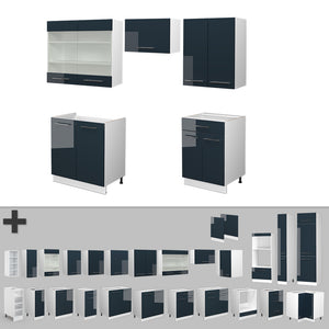 Vicco Mobili da cucina  Blu scuro lucido/bianco 200 cm , PL Antracite