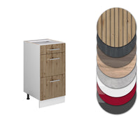 Vicco Mobiletto base per cucina Rovere artigianale 40 cm con cassetti PL Marmo