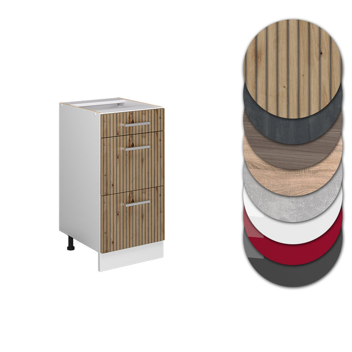 Vicco Mobiletto base per cucina Rovere artigianale 40 cm con cassetti PL Marmo