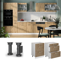 Vicco Mobiletto base per cucina Rovere artigianale 60 cm con cassetti, PL Antracite