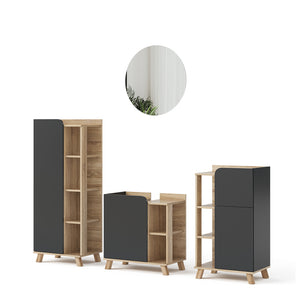 Vicco Set di mobili da bagno Antracite 4 parti