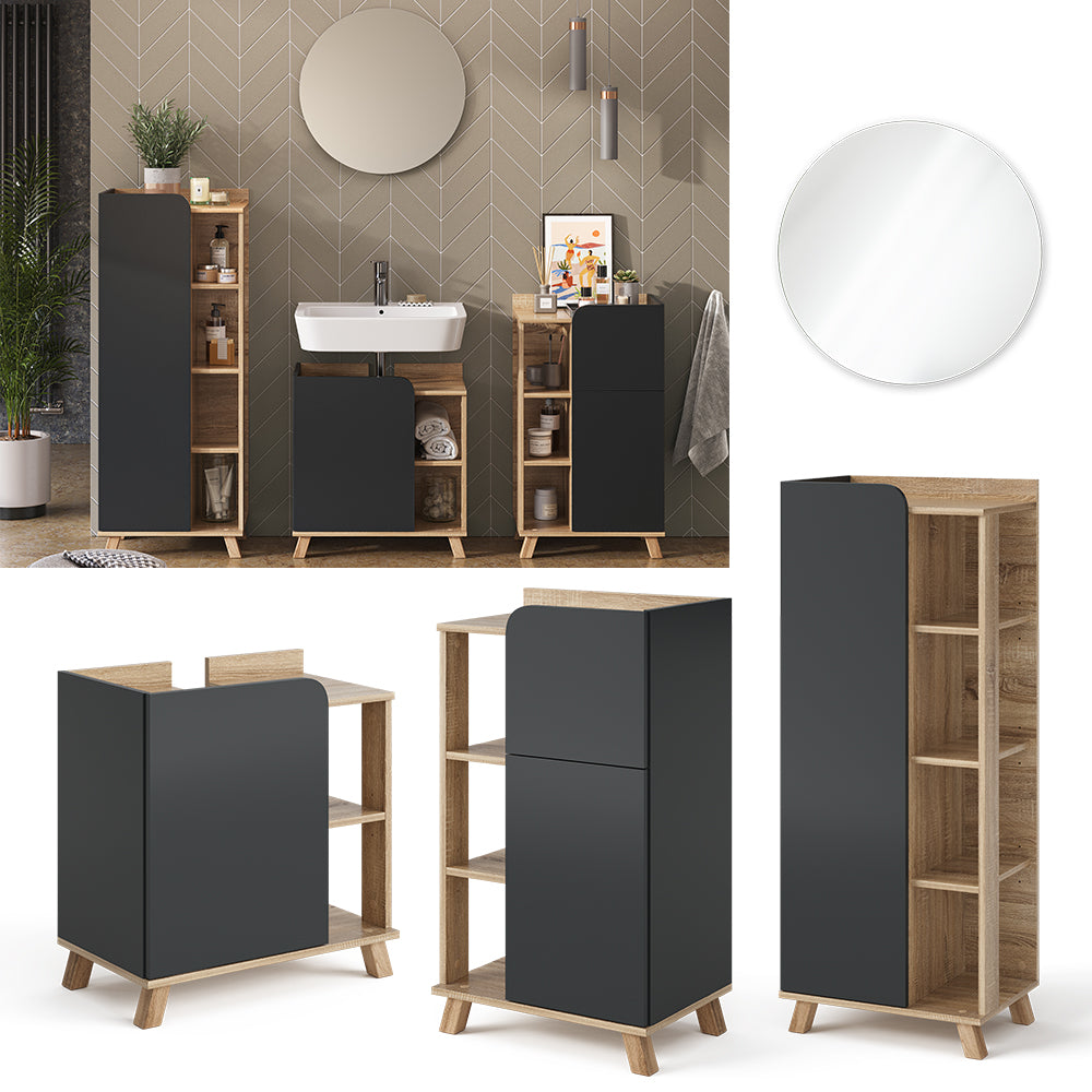 Vicco Set di mobili da bagno Antracite 4 parti