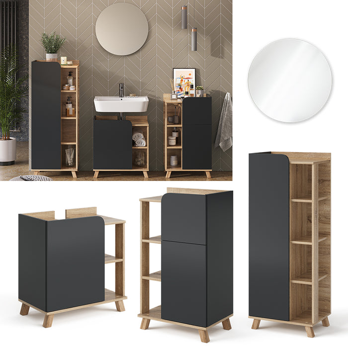 Vicco Set di mobili da bagno Antracite 4 parti