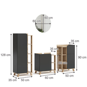 Vicco Set di mobili da bagno Antracite 4 parti