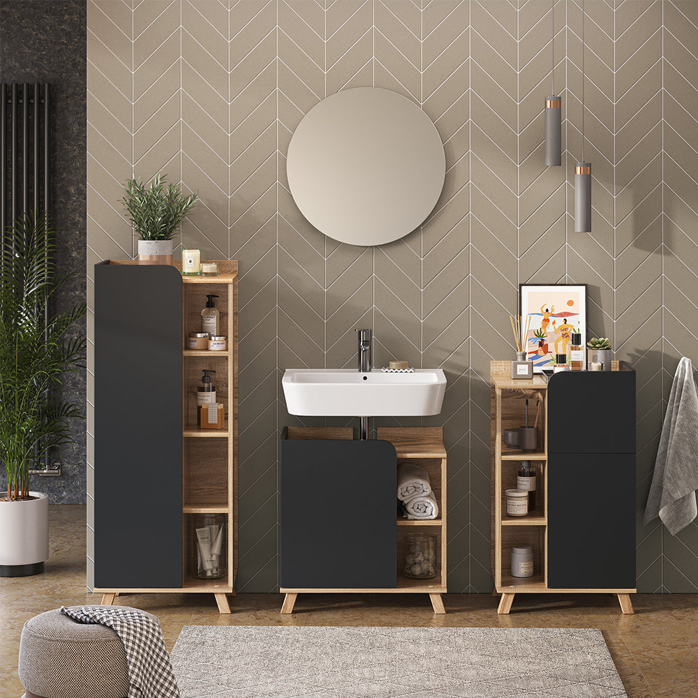 Vicco Set di mobili da bagno Antracite 4 parti