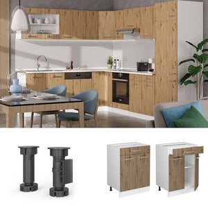 Vicco Mobiletto base per cucina Rovere artigianale 60 cm con cassetto, PL Antracite