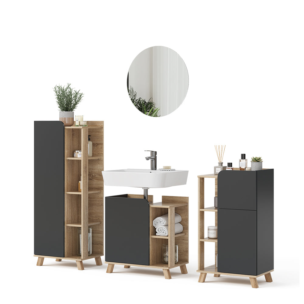 Vicco Set di mobili da bagno Antracite 4 parti